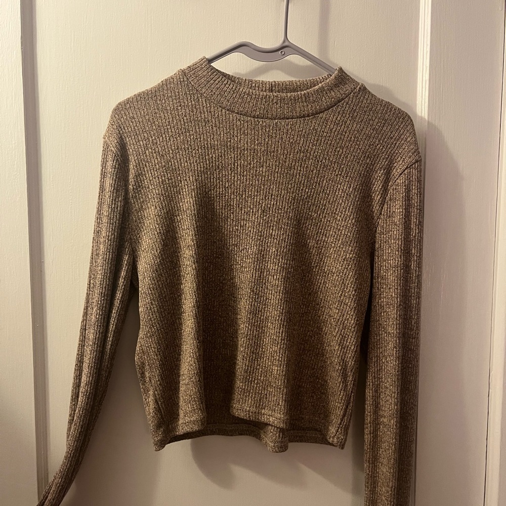 Revamped Tan Ribbed Knit Top